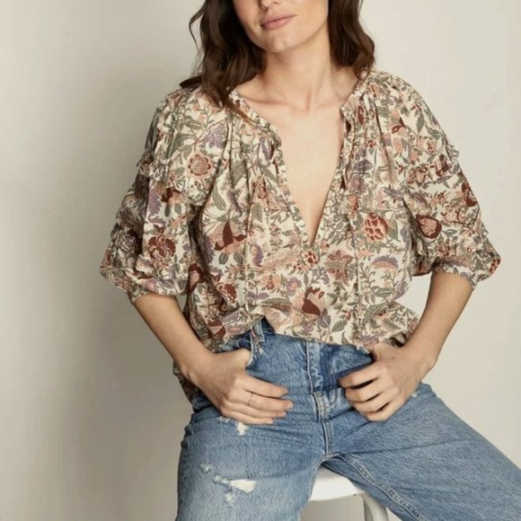 Love The Label Tops - NEW Love The Label Boho Peasant Balloon Sleeve Top